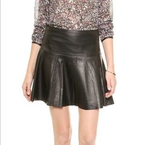 Club Monaco A-line leather mini skirt